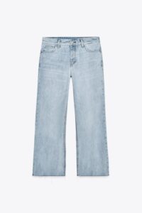 شلوار جین زنانه زارا zw collection low-rise cropped flare jeans