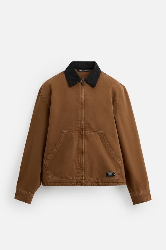 جکت مردانه زارا CONTRAST COLLAR JACKET