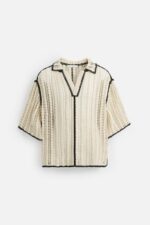 پولوشرت مردانه زارا CROCHET TEXTURED POLO SHIRT