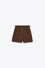 شلوارک زنانه زارا BEADED BELT BERMUDA SHORTS