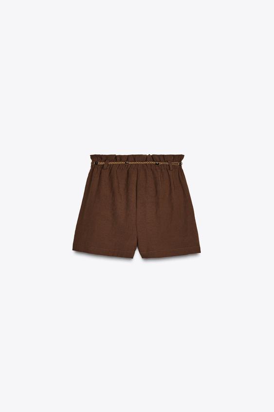 شلوارک زنانه زارا beaded belt bermuda shorts