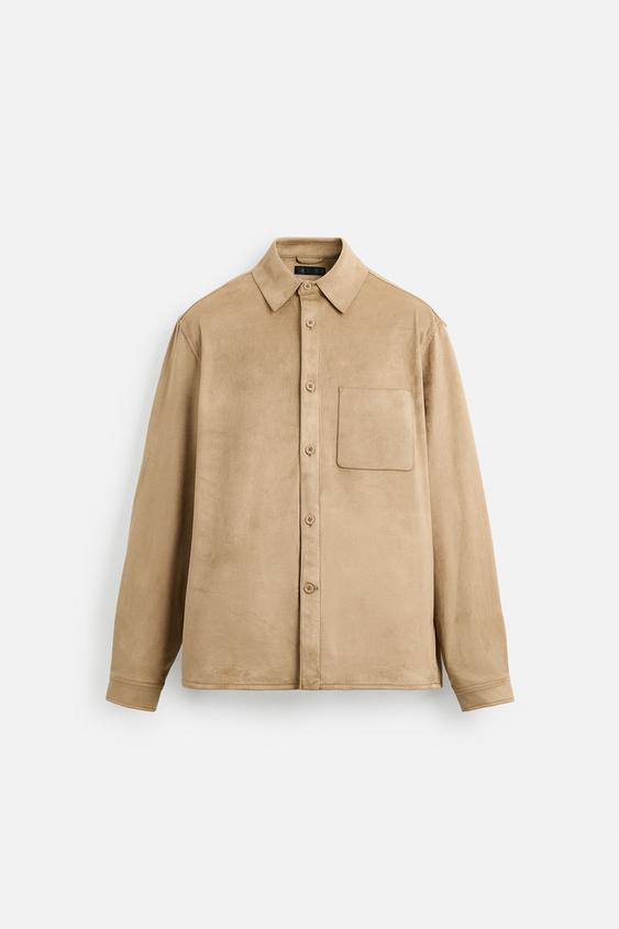 اورشرت مردانه زارا LIGHTWEIGHT FAUX SUEDE OVERSHIRT