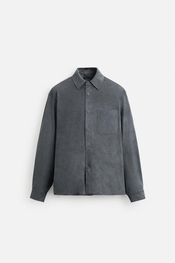 اورشرت مردانه زارا LIGHTWEIGHT FAUX SUEDE OVERSHIRT