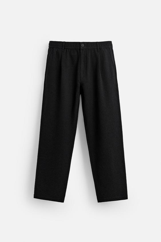 شلوار مردانه زارا TEXTURED PLEATED TROUSERS
