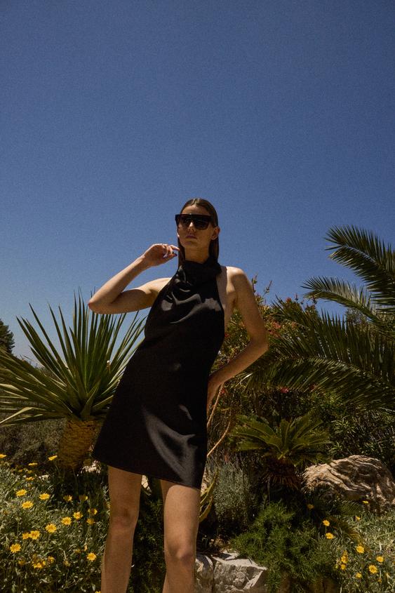 لباس زنانه زارا SATIN HALTER MINI DRESS