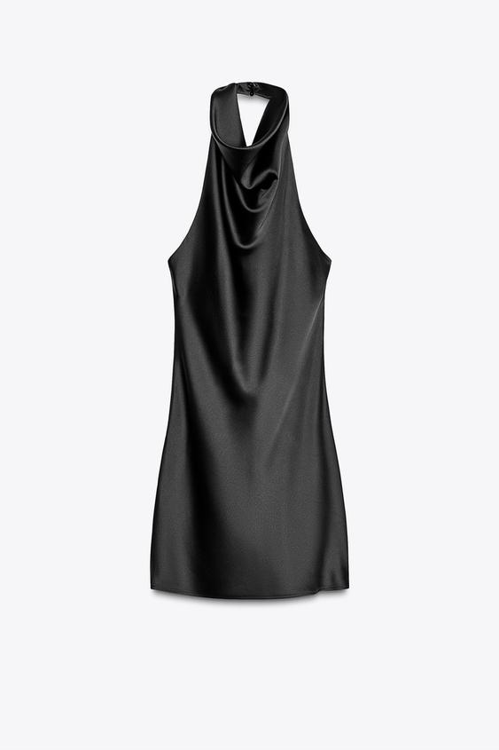 لباس زنانه زارا SATIN HALTER MINI DRESS