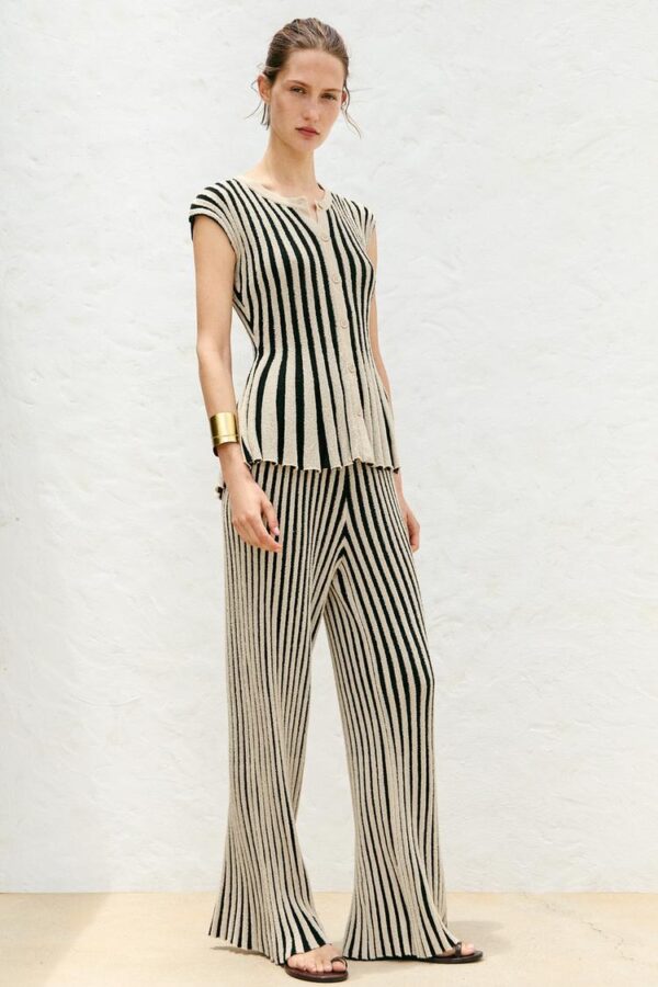 تاپ زنانه زارا striped cropped knit top