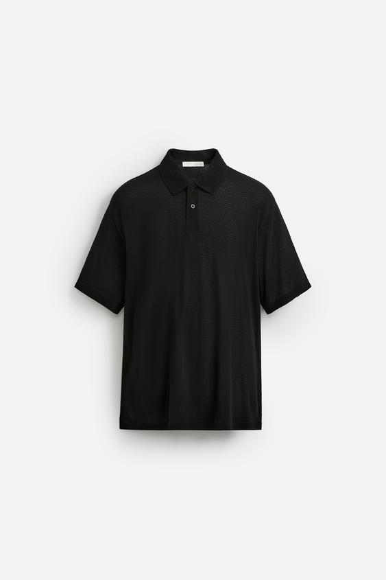 پولوشرت مردانه زارا VISCOSE/LINEN POLO SHIRT