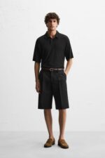 پولوشرت مردانه زارا VISCOSE/LINEN POLO SHIRT