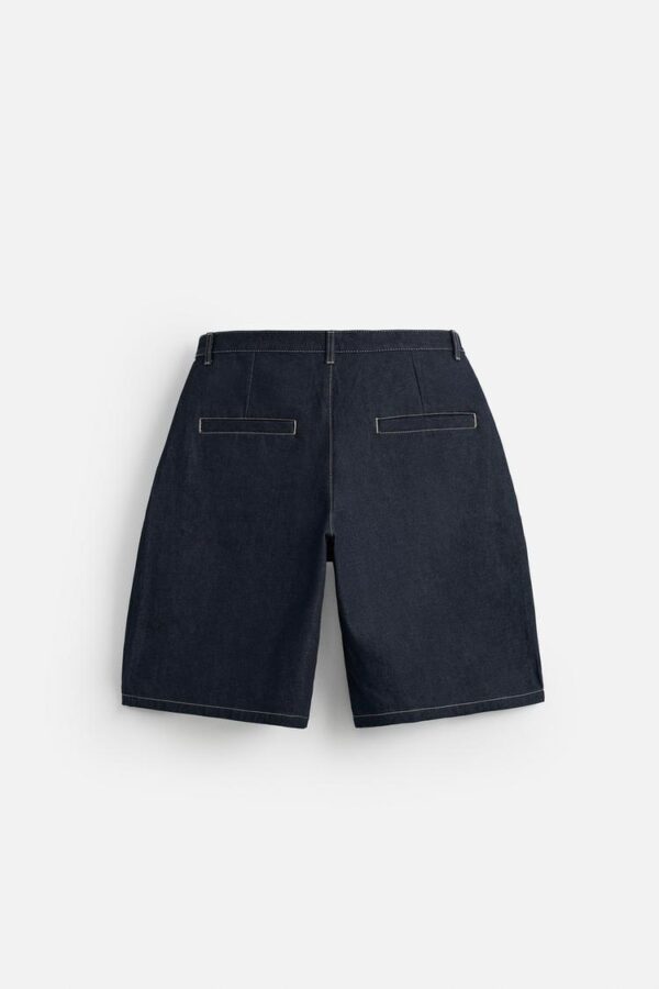 شلوارک مردانه زارا wide-fit denim bermuda shorts