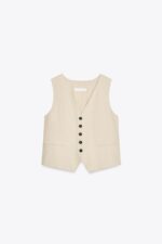 جلیقه زنانه زارا LINEN BLEND TAILORED WAISTCOAT