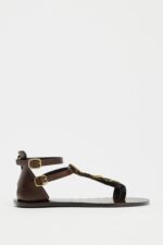 صندل فلت زنانه زارا LEATHER SANDALS WITH ADORNMENT