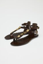 صندل فلت زنانه زارا LEATHER SANDALS WITH ADORNMENT