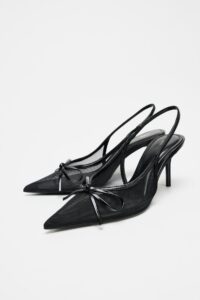 کفش مجلسی زنانه زارا mesh slingback shoes with bow