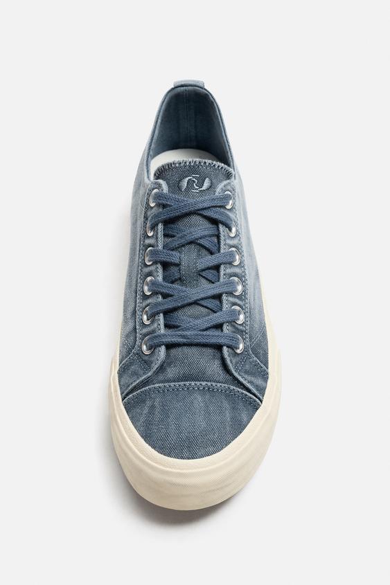 کفش مردانه زارا distressed fabric trainers