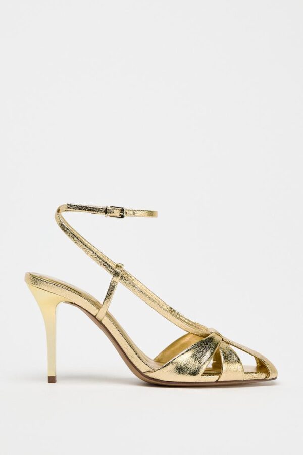 صندل پاشنه دار زنانه زارا metallic effect strappy high-heel sandals