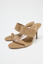 صندل پاشنه دار زنانه زارا SUEDE STRAPPY HEELED SANDALS