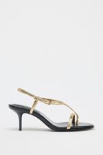 صندل پاشنه دار زنانه زارا METALLIC STRAPPY SANDALS