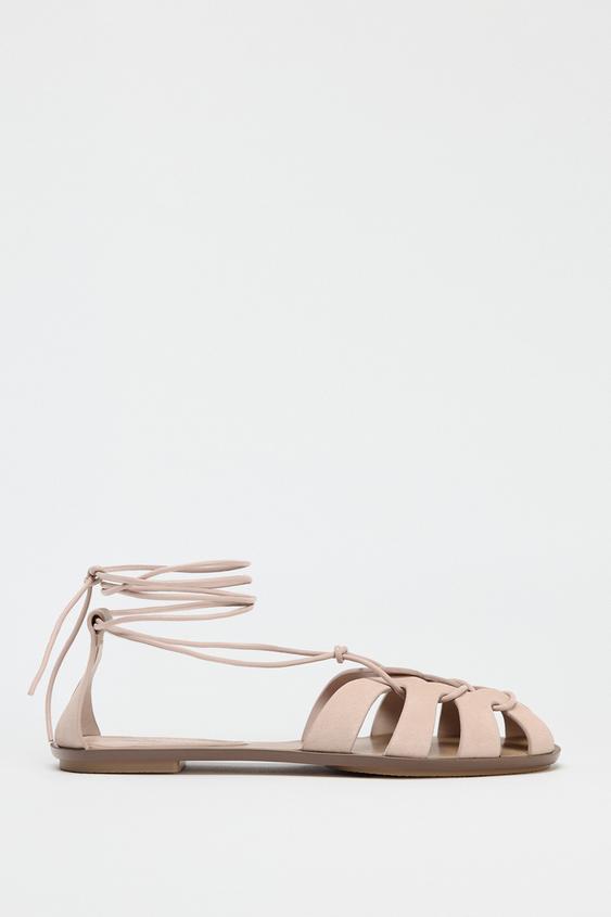 صندل زنانه زارا tied split suede strappy sandals
