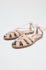 صندل زنانه زارا TIED SPLIT SUEDE STRAPPY SANDALS