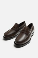 کفش لوفر چرم مردانه زارا LEATHER PENNY LOAFERS