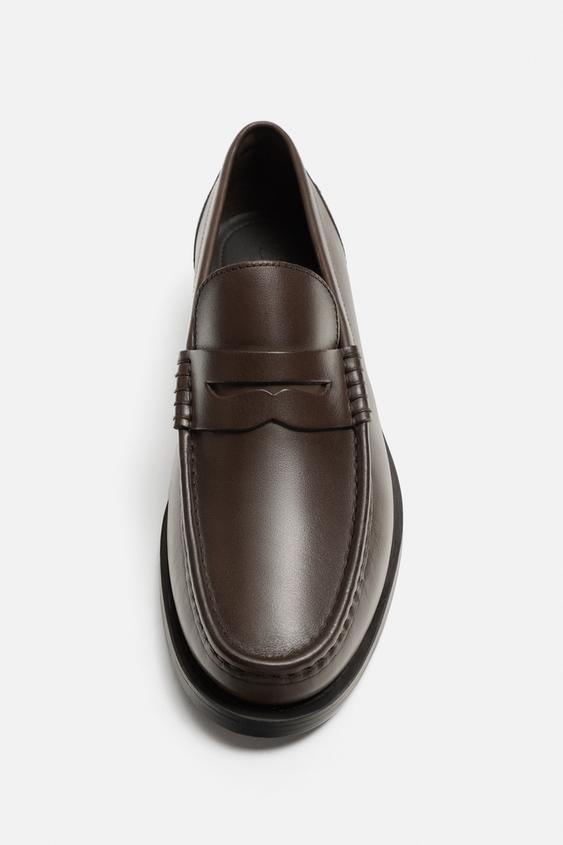 کفش لوفر چرم مردانه زارا leather penny loafers