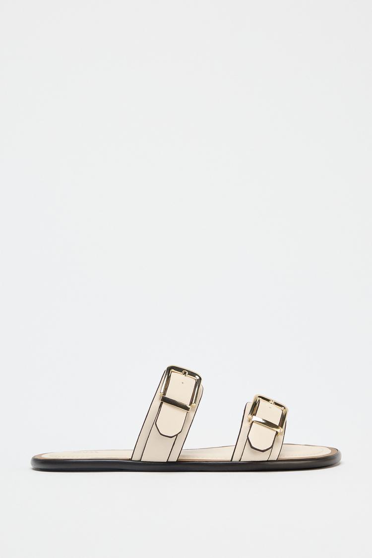 صندل فلت زنانه زارا double-strap buckle sandals