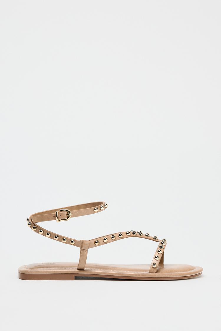 صندل زنانه زارا sandals with metallic beaded straps