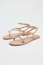 صندل زنانه زارا SANDALS WITH METALLIC BEADED STRAPS