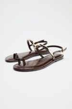 صندل فلت زنانه زارا FLAT SANDALS WITH METAL APPLIQUÉ