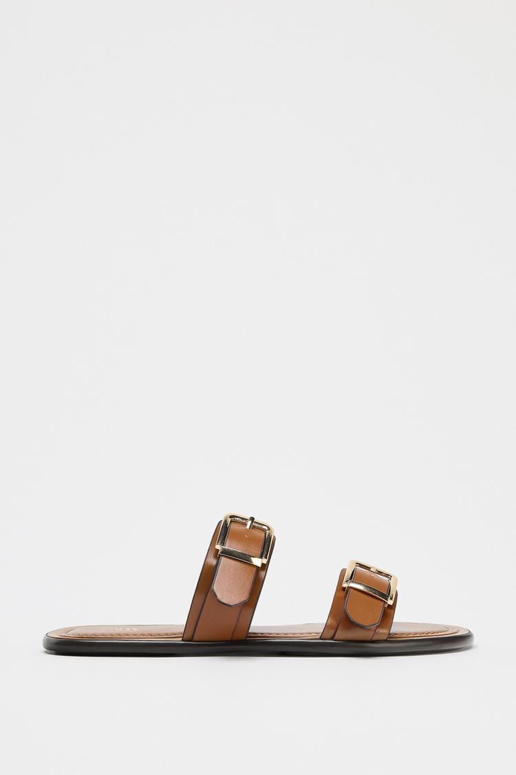 صندل زنانه زارا double-strap buckle flat sandals