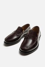 کفش لوفر چرم مردانه زارا LEATHER PENNY STRAP LOAFERS