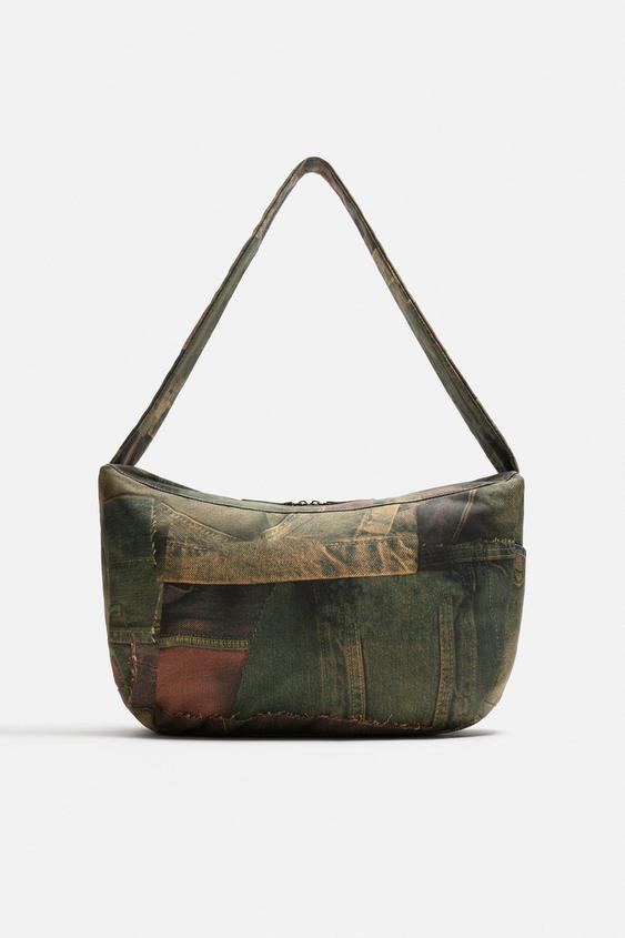 کیف مردانه زارا denim print shoulder bag