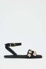 صندل فلت زنانه زارا FLORAL CROCHET SANDALS
