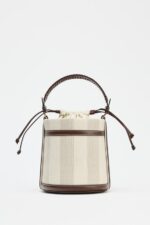 کیف زنانه زارا STRIPED CANVAS BUCKET BAG
