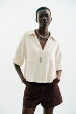 شومیز لینن زنانه زارا LINEN BLEND SHORT SLEEVE SHIRT
