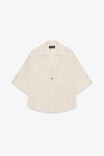 شومیز لینن زنانه زارا LINEN BLEND SHORT SLEEVE SHIRT