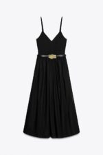 لباس زنانه زارا CONTRAST MIDI DRESS WITH BELT