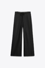 شلوار زنانه زارا ZW COLLECTION WIDE-LEG LINEN BLEND TROUSERS