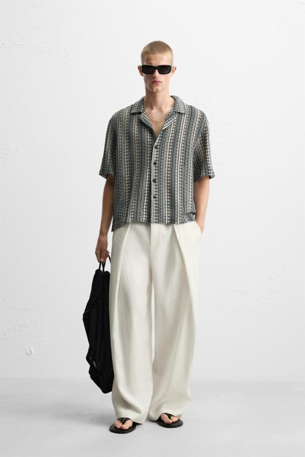 پیراهن مردانه زارا geometric jacquard shirt