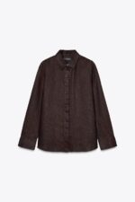 پیراهن لینن زنانه زارا ZW COLLECTION 100% LINEN SHIRT