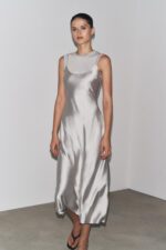 لباس ساتن زنانه زارا SATIN DRESS WITH WOOL