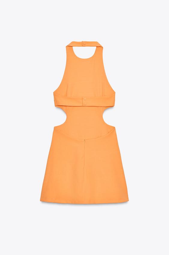 لباس کوتاه زنانه زارا halter cut-out mini dress