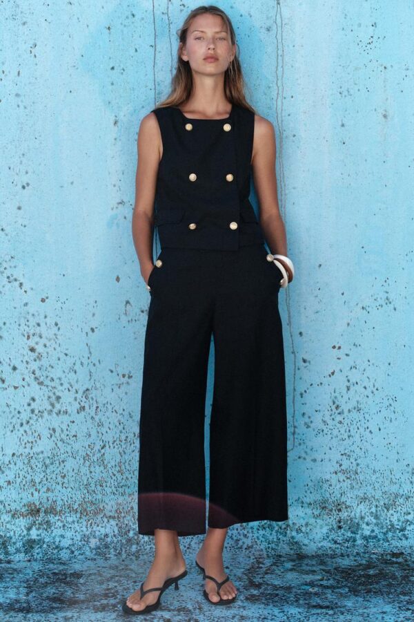 شلوار زنانه زارا buttoned culottes