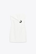 لباس مینی زنانه زارا GOLD APPLIQUÉ BOW MINI DRESS