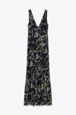 لباس بلند زنانه زارا LONG FLORAL TULLE DRESS