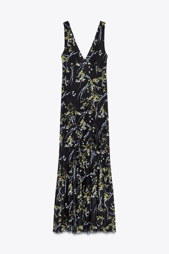 لباس بلند زنانه زارا LONG FLORAL TULLE DRESS