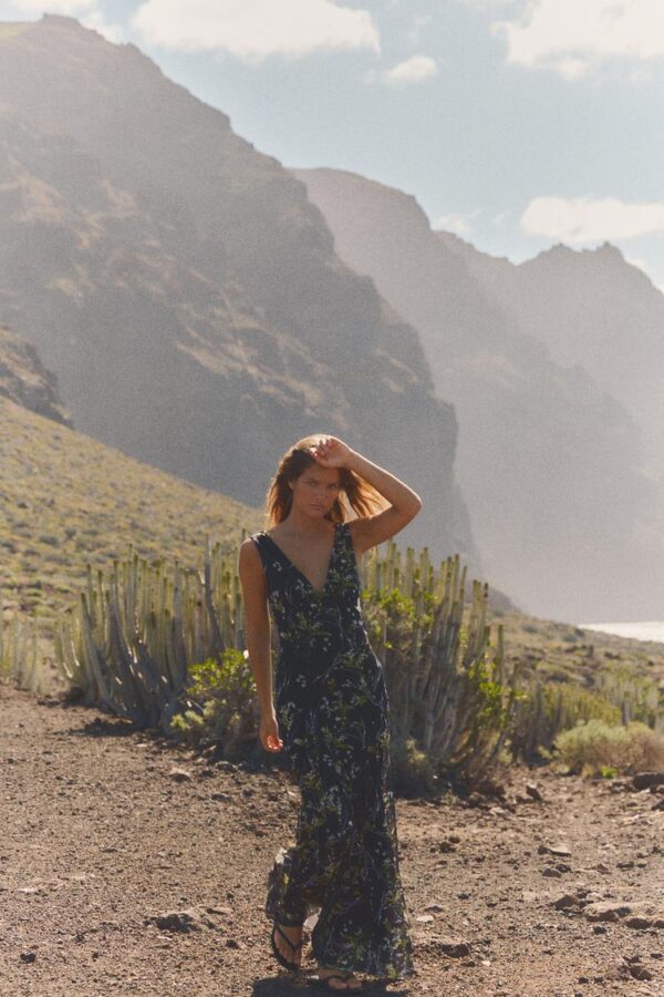 لباس بلند زنانه زارا LONG FLORAL TULLE DRESS