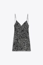 لباس مینی زنانه زارا PRINTED TULLE MINI DRESS