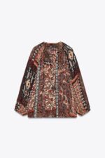 بلوز زنانه زارا METALLIC THREAD PRINTED BLOUSE